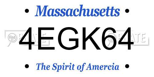 4EGK64 Massachusetts License Plate