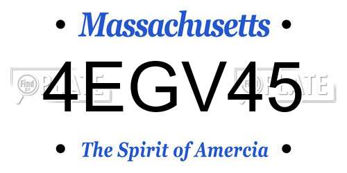 4EGV45 Massachusetts License Plate