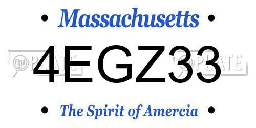 4EGZ33 Massachusetts License Plate