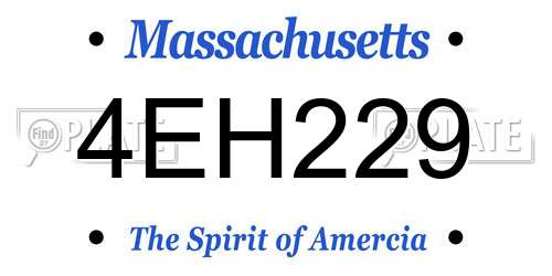 4EH229 Massachusetts License Plate