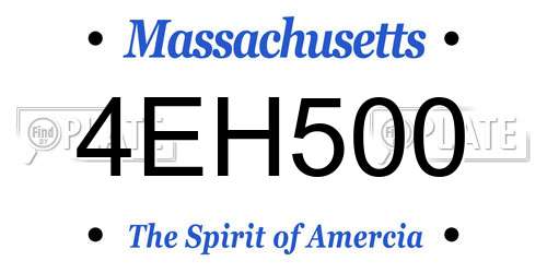 4EH500 Massachusetts License Plate