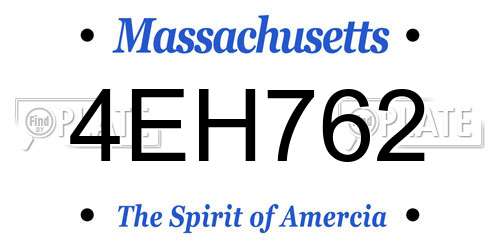 4EH762 Massachusetts License Plate