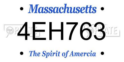 4EH763 Massachusetts License Plate