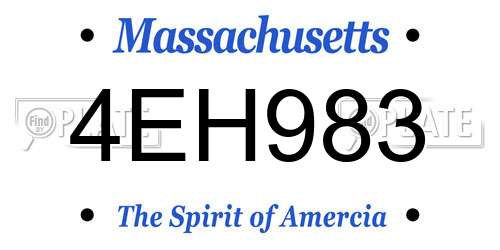 4EH983 Massachusetts License Plate