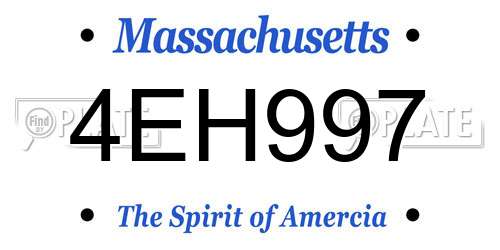 4EH997 Massachusetts License Plate