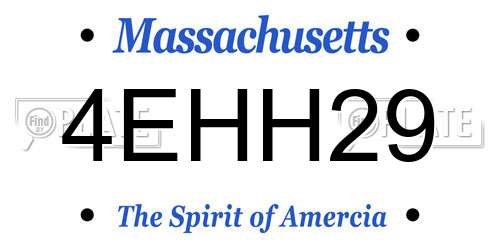 4EHH29 Massachusetts License Plate