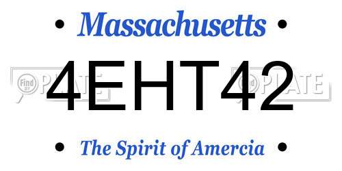 4EHT42 Massachusetts License Plate