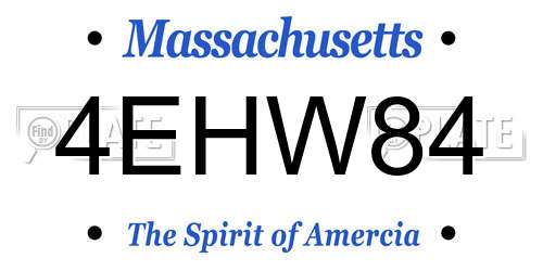 4EHW84 Massachusetts License Plate