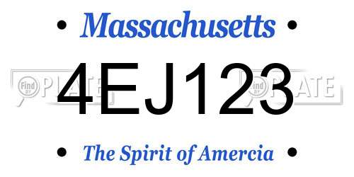 4EJ123 Massachusetts License Plate