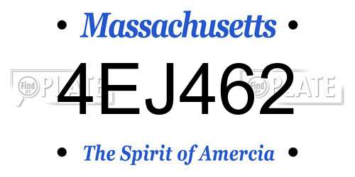 4EJ462 Massachusetts License Plate