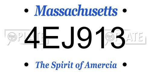 4EJ913 Massachusetts License Plate