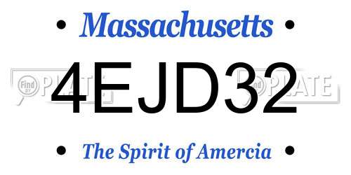 4EJD32 Massachusetts License Plate