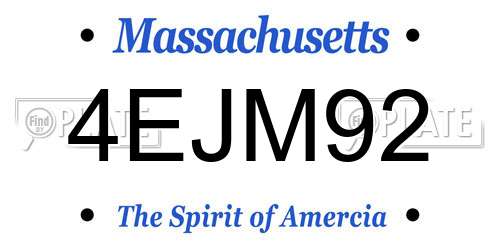 4EJM92 Massachusetts License Plate