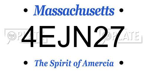 4EJN27 Massachusetts License Plate