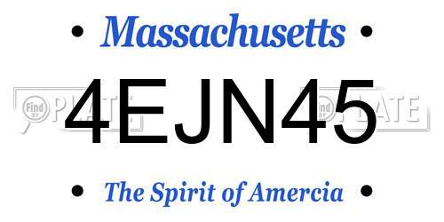 4EJN45 Massachusetts License Plate