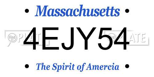 4EJY54 Massachusetts License Plate