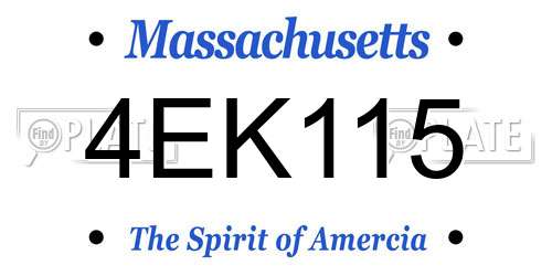 4EK115 Massachusetts License Plate