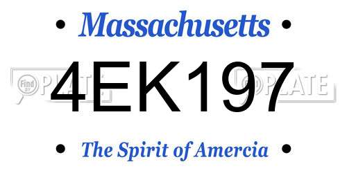 4EK197 Massachusetts License Plate