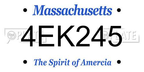 4EK245 Massachusetts License Plate