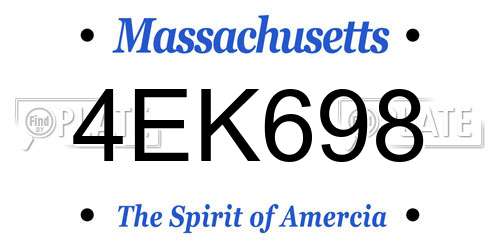 4EK698 Massachusetts License Plate