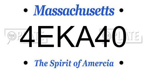 4EKA40 Massachusetts License Plate