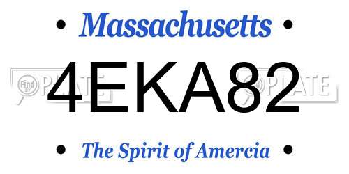 4EKA82 Massachusetts License Plate