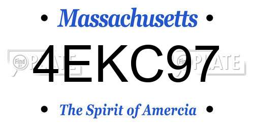 4EKC97 Massachusetts License Plate