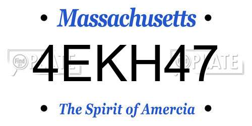 4EKH47 Massachusetts License Plate