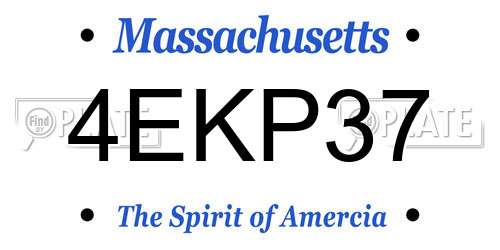 4EKP37 Massachusetts License Plate