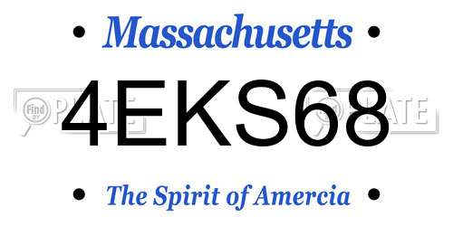 4EKS68 Massachusetts License Plate