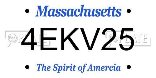 4EKV25 Massachusetts License Plate