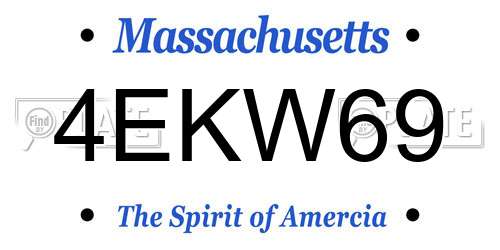 4EKW69 Massachusetts License Plate