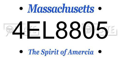 4EL8805 Massachusetts License Plate