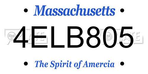 4ELB805 Massachusetts License Plate