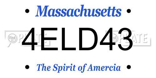 4ELD43 Massachusetts License Plate