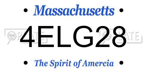 4ELG28 Massachusetts License Plate