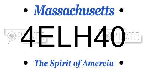 4ELH40 Massachusetts License Plate