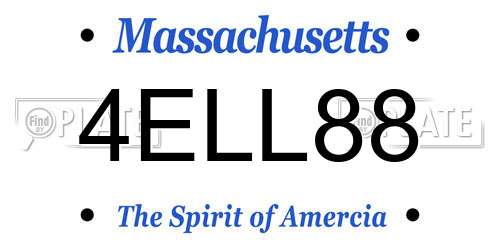 4ELL88 Massachusetts License Plate