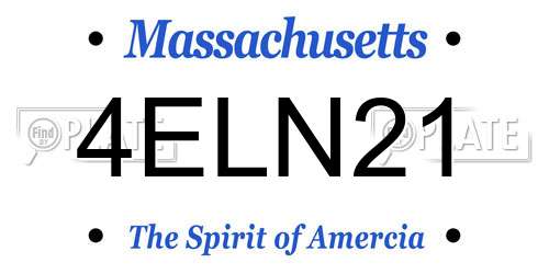 4ELN21 Massachusetts License Plate