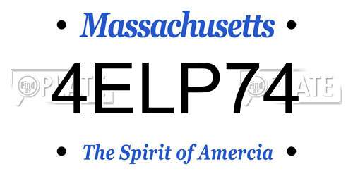 4ELP74 Massachusetts License Plate