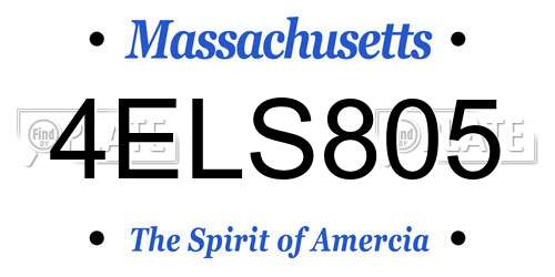 4ELS805 Massachusetts License Plate