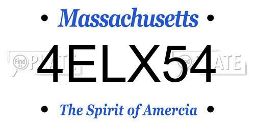 4ELX54 Massachusetts License Plate