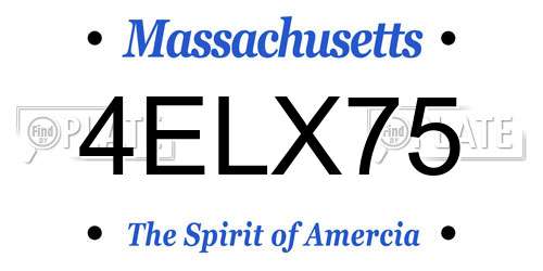 4ELX75 Massachusetts License Plate