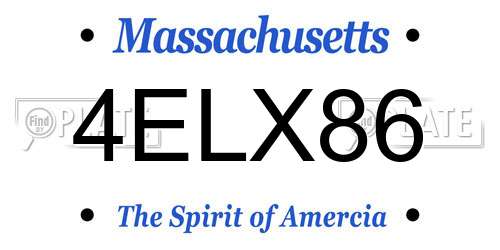 4ELX86 Massachusetts License Plate