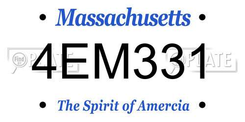 4EM331 Massachusetts License Plate