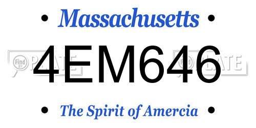 4EM646 Massachusetts License Plate