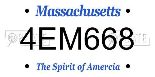 4EM668 Massachusetts License Plate