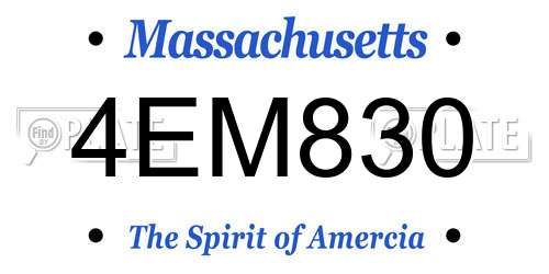 4EM830 Massachusetts License Plate