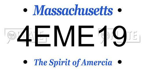 4EME19 Massachusetts License Plate