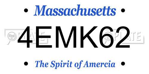 4EMK62 Massachusetts License Plate
